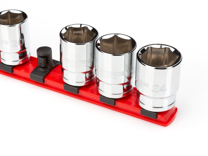 TEKTON 1/2 Inch Drive x 18 Inch Socket Rail, 15 Clips (Red) | OSR23115 | Made in USA - Image 3